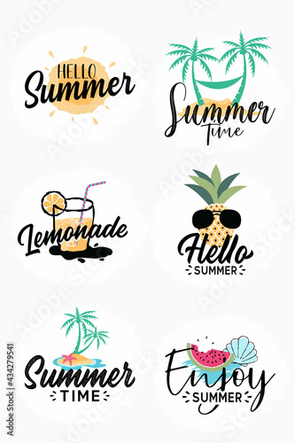 Hand drawn summer logo vector graphic.