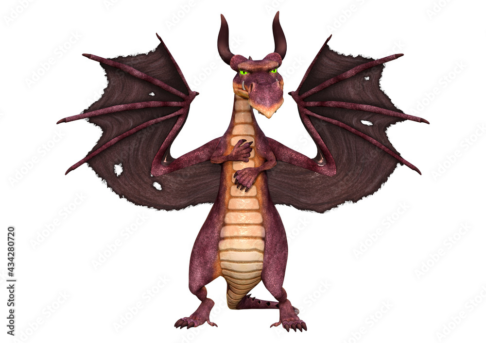 Naklejka premium 3D Rendering Fairy Tale Dragon on White