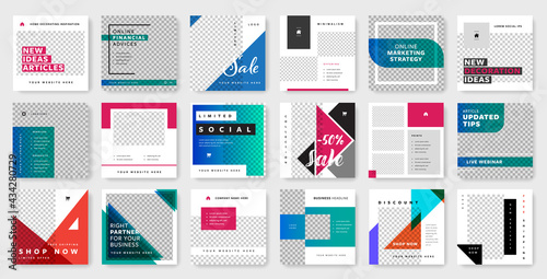 Social media mega pack, vector square web banners for instagram and facebook, post templates with hight vector quality graphics