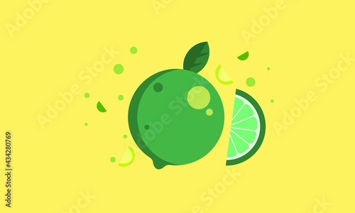 lime(Citrus × aurantiifolia) icon isolated on yellow background