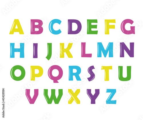 English alphabet for learning  bright vector letters in cartoon style