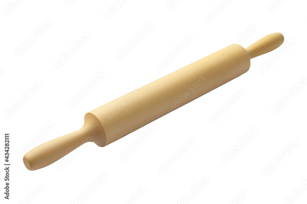 dough rolling pin isolated on white background close up