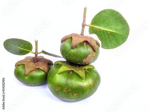 Pedada Fruit (Sonneratia caseolaris) on white background isolated  photo