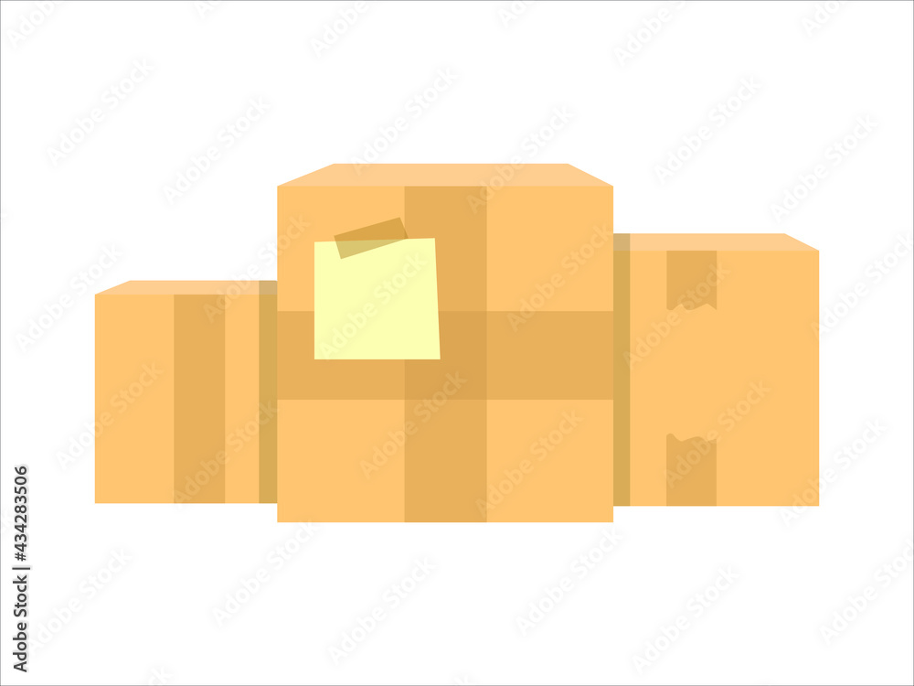 Carton delivery packaging boxes isolated on white background. Vector illustration Carton delivery packaging boxes isolated on white background. Vector illustration