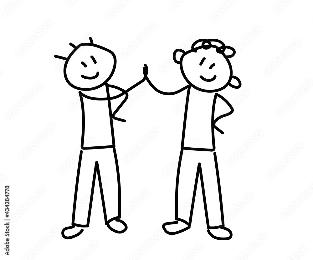 The two people came to an agreement. Sketch. Vector illustration.