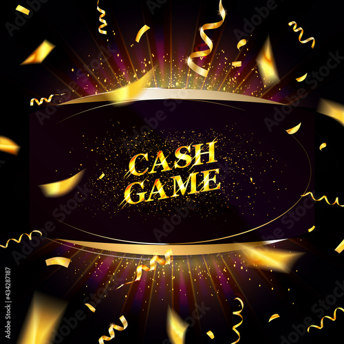 Cash game. Gold frame, Banner,