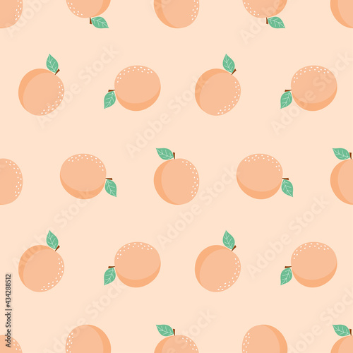 seamless pattern with cute apricots, vector illustration
