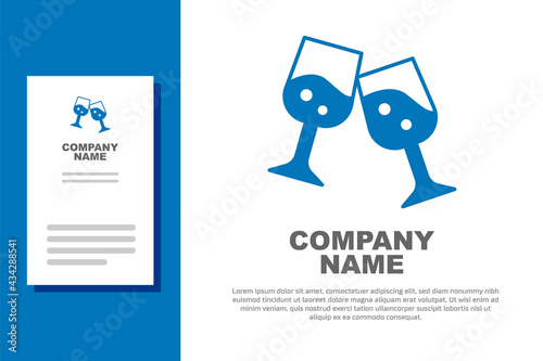 Blue Glass of champagne icon isolated on white background. Logo design template element. Vector