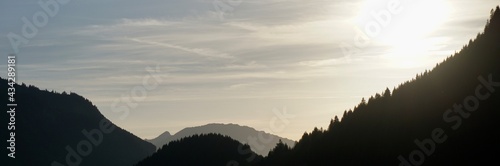 Panoramic View Of Mountains Against Sunset