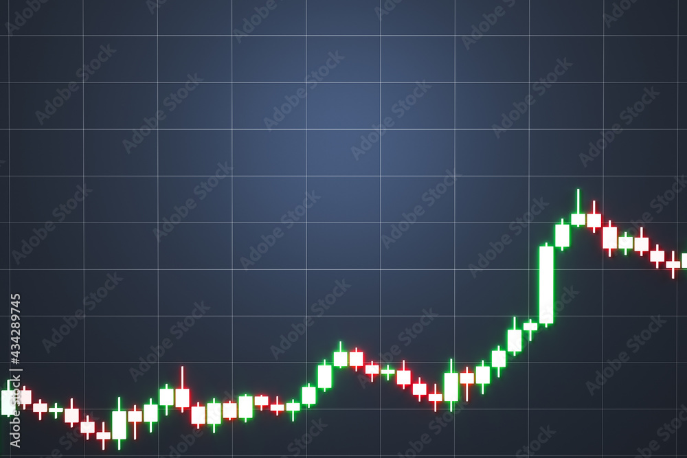 Uptrend candlestick chart in the stock market, Mockup background for financial presentation. 3d rendering