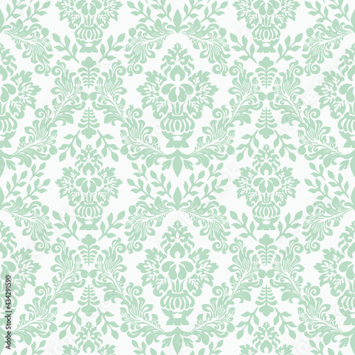 Damask seamless vector pattern. Classic old fashioned damask ornament, royal victorian seamless texture for wallpaper, textile, packaging. Baroque floral pattern