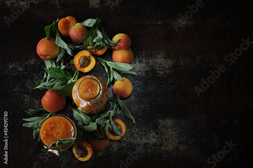 Fresh apricot smoothie with mint. Refreshing summer detox drink.