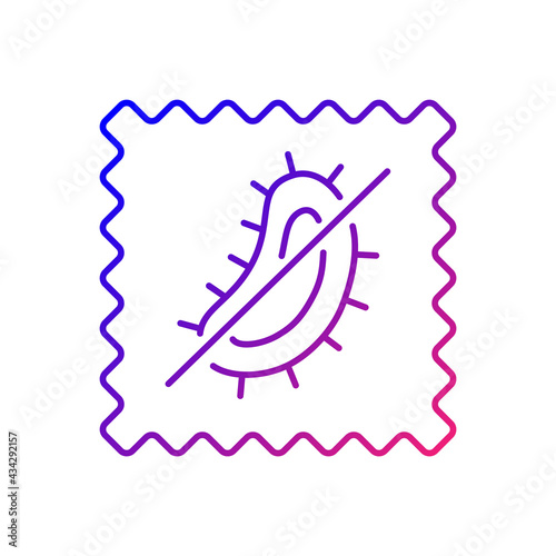 Antimicrobial fabric feature gradient linear vector icon. Material property against bacteria and mold. Thin line color symbols. Modern style pictogram. Vector isolated outline drawing