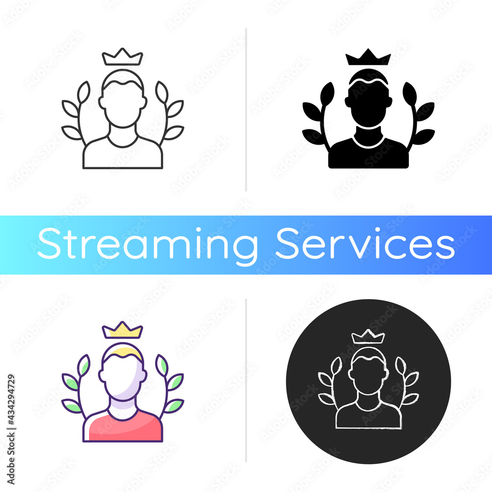 Premium subscriber icon. Paid version subscription. Ad-free, unlimited access to video content. HD quality movies and shows. Linear black and RGB color styles. Isolated vector illustrations Premium subscriber icon. Paid version subscription. Ad-free, unlimited access to video content. HD quality movies and shows. Linear black and RGB color styles. Isolated vector illustrations