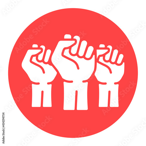 Three clenched fists raised in protest glyph icon