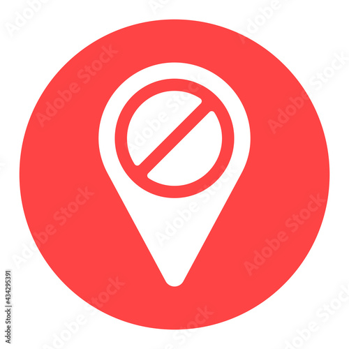 Free Download Forbidden pin map white glyph icon. Map pointer - GFXLoad