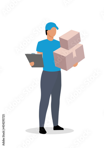 Courier job flat color vector faceless character. Deliveryman. Important documents and packages delivery to final destinations isolated cartoon illustration for web graphic design and animation