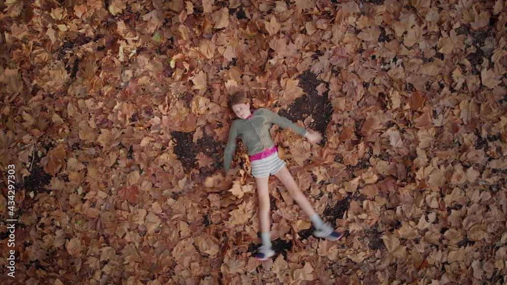 Girl having fun playing in autumn leaves Girl having fun playing in autumn leaves
