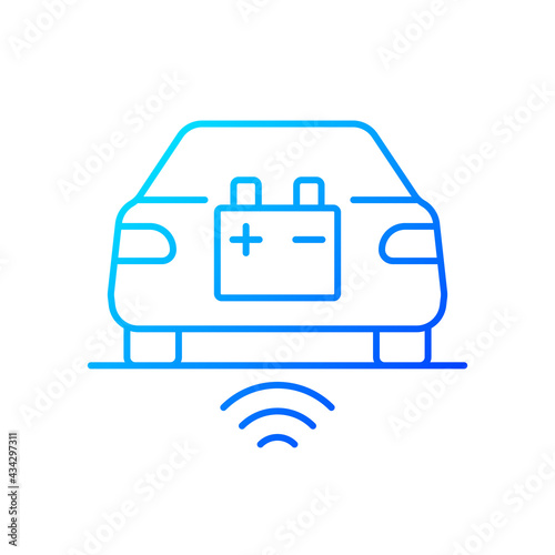 Wireless EV charging gradient linear vector icon. Fueling electromobile without cable usage. Thin line color symbols. Modern style pictogram. Vector isolated outline drawing