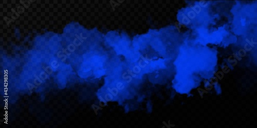 Vector realistic isolated Blue Smoke effect for decoration and covering on the transparent background.