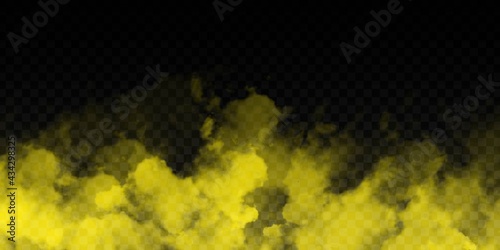 Vector realistic isolated Yellow Smoke effect for decoration and covering on the transparent background.