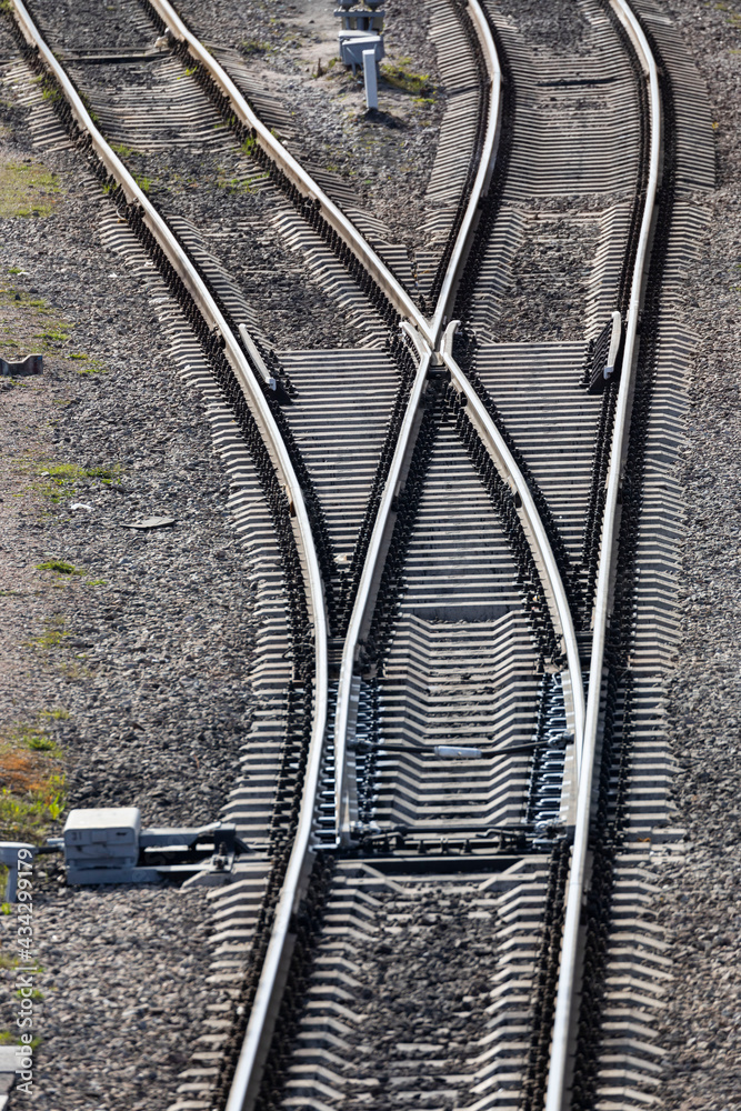 Fototapeta premium Russia. Saint-Petersburg. Railway tracks. Rails and sleepers for the movement of trains.