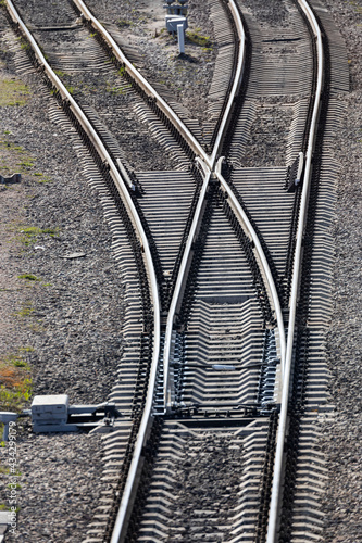 Russia. Saint-Petersburg. Railway tracks. Rails and sleepers for the movement of trains.