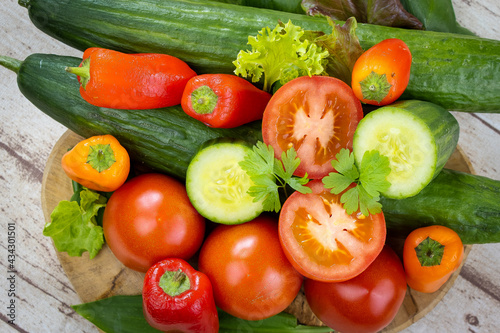 fresh vegetables on a wooden table