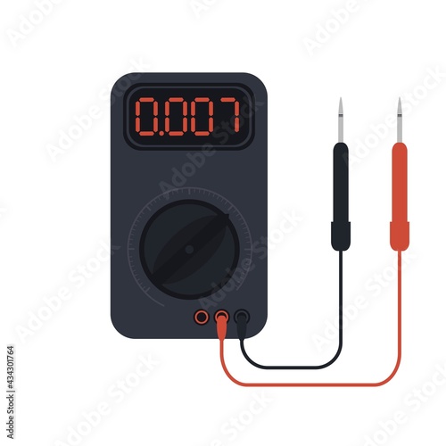 multimeter instrument of voltage. 2d flat vector