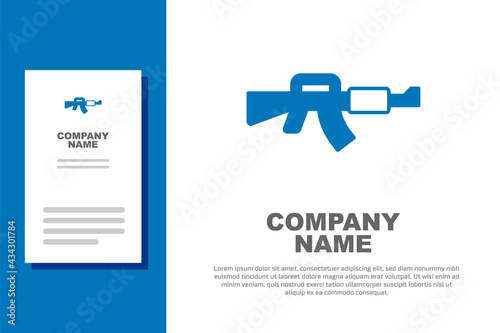 Blue M16A1 rifle icon isolated on white background. US Army M16 rifle. Logo design template element. Vector