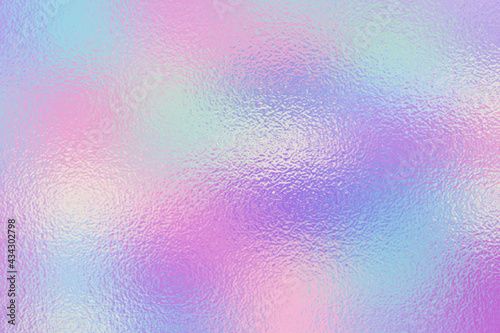 Hologram background. Iridescent foil effect texture. Holography pattern. Pearlescent gradient. Rainbow surface for design prints. Pastel color. Holographic metal patern. Delicate background. Vector