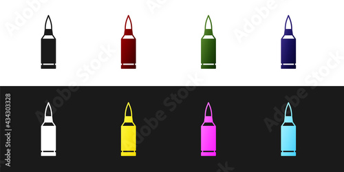 Set Bullet icon isolated on black and white background. Vector