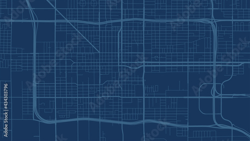 Blue Phoenix city area vector background map, streets and water cartography illustration.
