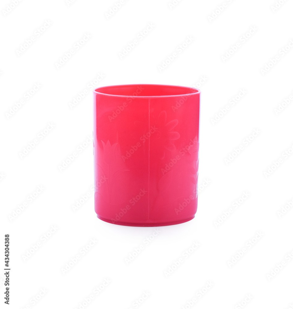 Colored plastic children mugs collection isolated on white background Colored plastic children mugs collection isolated on white background