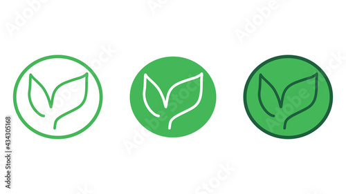 Flat leaves icons set. Vector illustration on white background