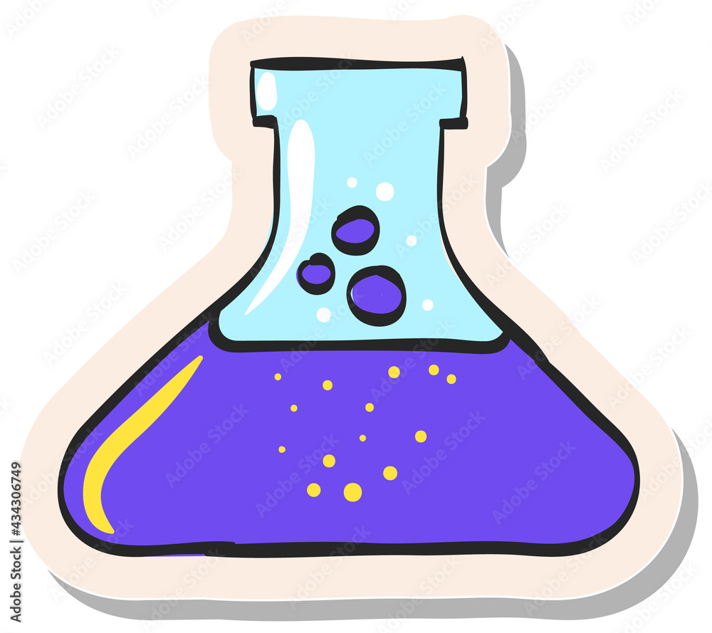 Hand drawn sticker style icon Beaker Hand drawn sticker style icon Beaker