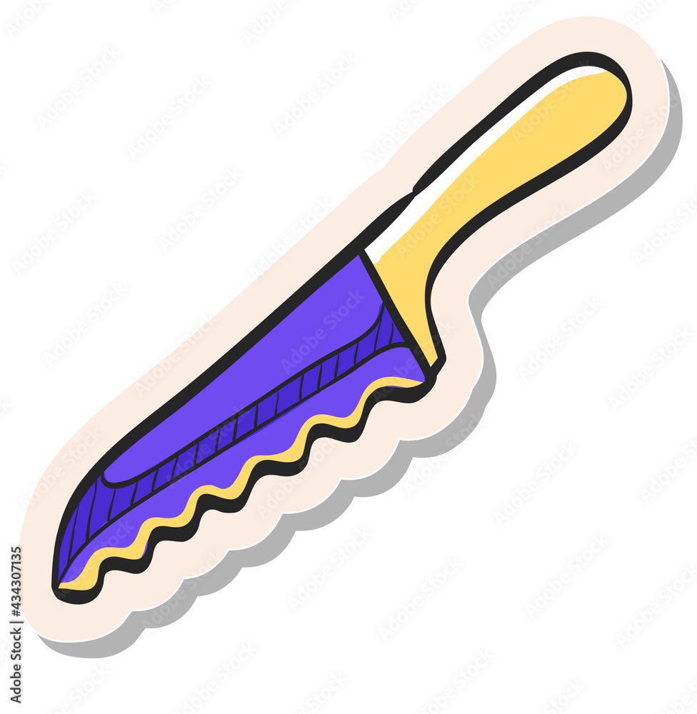 Hand drawn sticker style icon Bread knife Hand drawn sticker style icon Bread knife