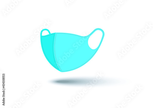 Blue mask for protecting from Covid-19 or Coronavirus with a little shadow in white background