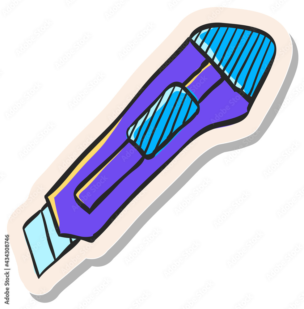 Hand drawn sticker style icon Cutter knife Hand drawn sticker style icon Cutter knife