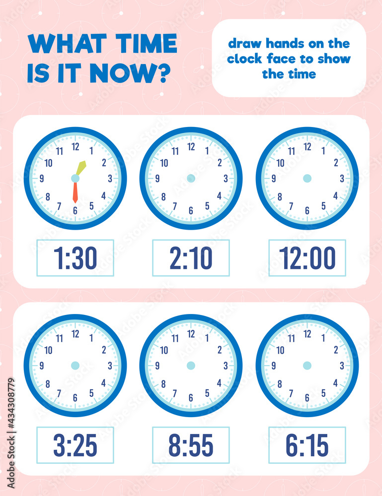 What time is it? Draw hands on the clock face. Time worksheet practice print page. What time is it? Draw hands on the clock face. Time worksheet practice print page.