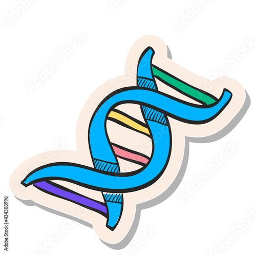Hand drawn sticker style icon DNA strands