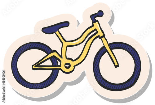 Hand drawn sticker style icon Mountain bike