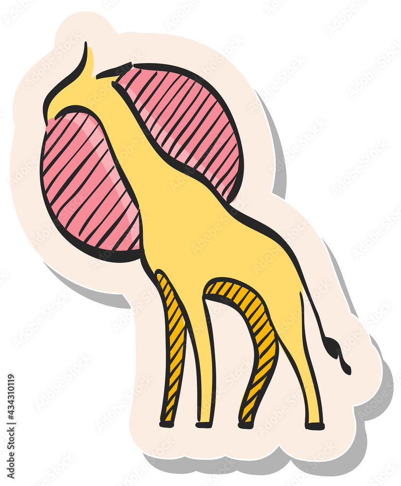 Hand drawn sticker style icon Giraffe