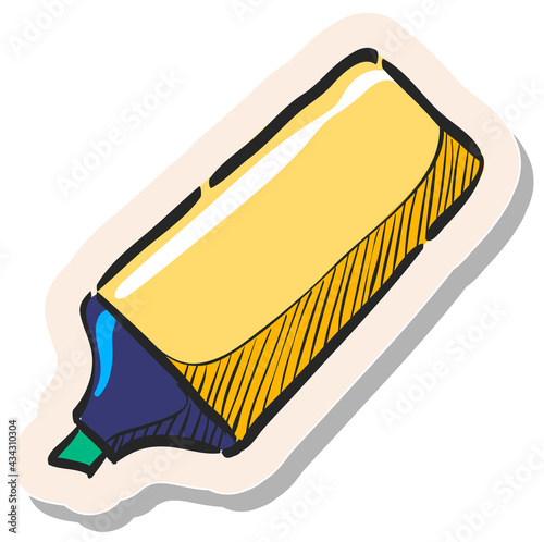 Hand drawn sticker style icon High light pen