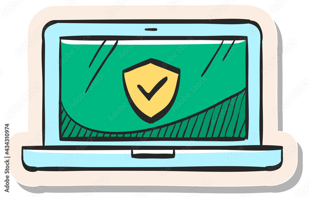 Hand drawn sticker style icon Laptops antivirus Hand drawn sticker style icon Laptops antivirus