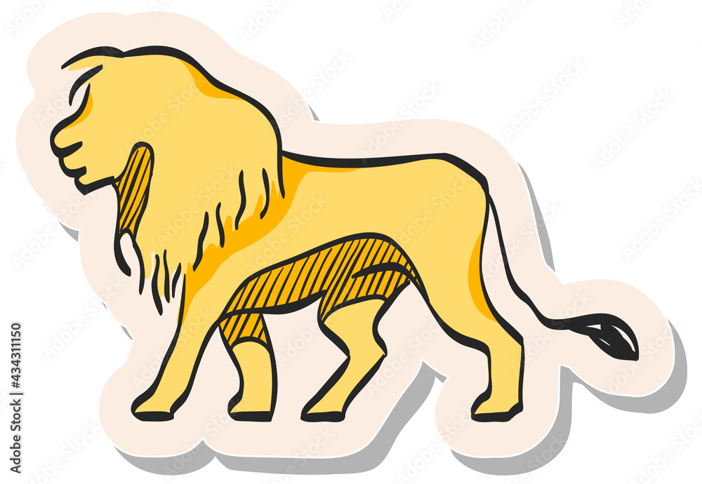 Hand drawn sticker style icon Lion Hand drawn sticker style icon Lion