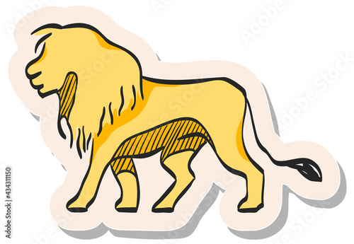 Hand drawn sticker style icon Lion