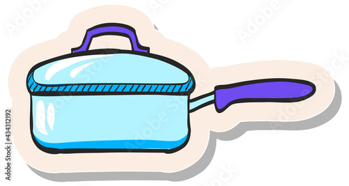 Hand drawn sticker style icon Cooking pan