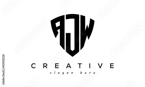 AJW letter creative logo with shield	 photo