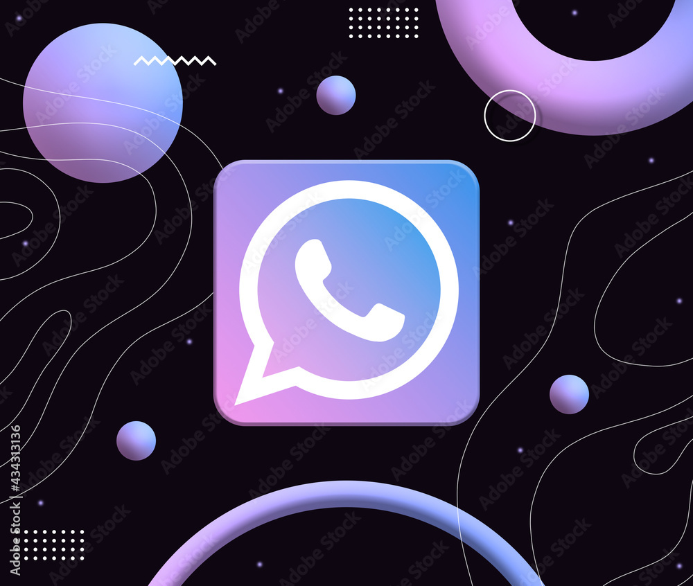 Whatsapp logo icon on the background of aesthetic neon shapes 3d Stock  Photo | Adobe Stock